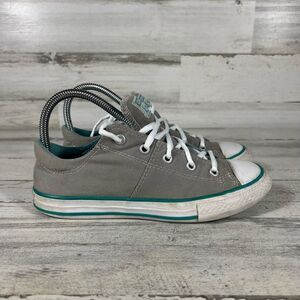 Converse All Star Junior Low Top Lace-Up Sneakers‎ Gray/ Mint Green Size 3.5